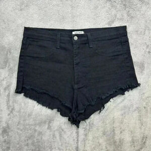 Judy Blue Jean Shorts Size 1XL Black Denim Cute Freyed Cut Off Raw Hem 1.5”